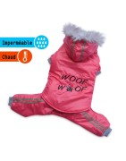 Combinaison imperméable rose en 3 parties détachables | Petit chien
