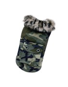 Manteau camouflage avec col en fourrure | Petit chien