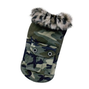 Manteau camouflage avec col en fourrure | Petit chien