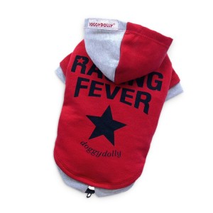 Sweat à capuche Racing Fever gris ou rouge pour petit chien