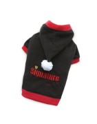 Sweat noir à capuche avec pompon blanc | Petit chien