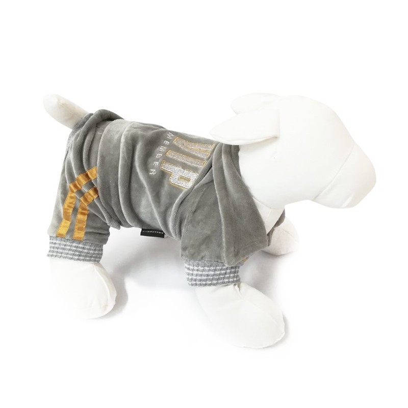 Jogging en velours gris VIP 4 pattes | Petit chien