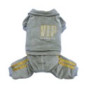 Jogging en velours gris VIP 4 pattes | Petit chien : Taille:XS - Dos 18 à 21 cm. Chien 1,5 kg.