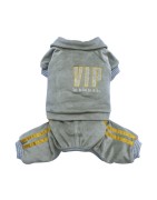 Jogging en velours gris VIP 4 pattes | Petit chien