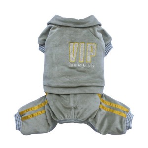 Jogging en velours gris VIP 4 pattes | Petit chien