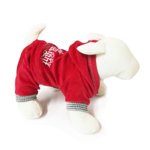 Jogging en velours rouge COPYRIGHT avec 4 pattes | Petit chien