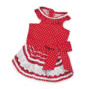 Robe rouge vif avec pois blanc | Petit chienne