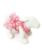 Robe rose poudré avec pois blanc | Petit chienne