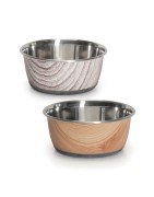 Gamelle pour chien en inox imitation bois