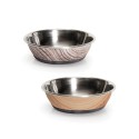 Gamelle pour chien en inox imitation bois : Taille:Ø 13 cm. 350 ml.