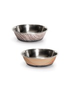 Gamelle pour chien en inox imitation bois