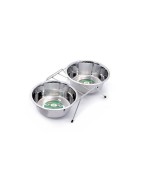 Support avec 2 gamelles pour chien ou chat en inox