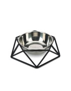 Gamelle pour chien en inox sur structure en acier noir DESIGN