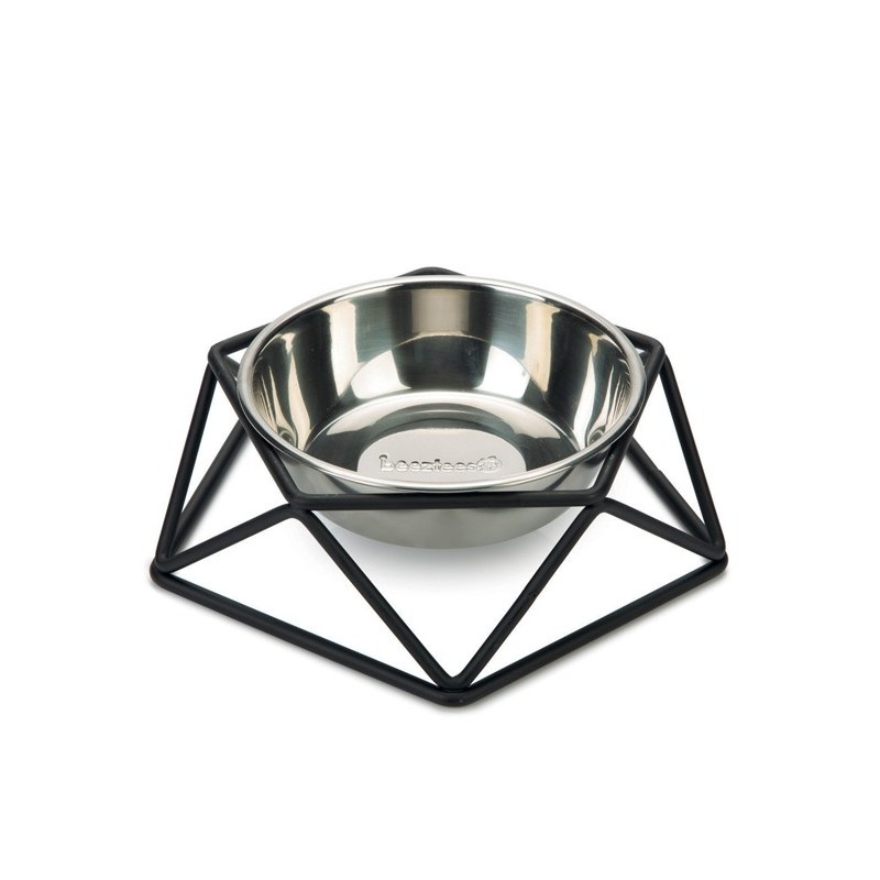 Gamelle pour chien en inox sur structure en acier noir DESIGN