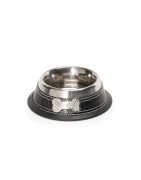 Gamelle pour chien et chat en inox et cuir ALLURE