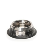 Gamelle pour chien et chat en inox et cuir ALLURE