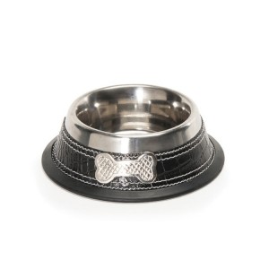 Gamelle pour chien et chat en inox et cuir ALLURE