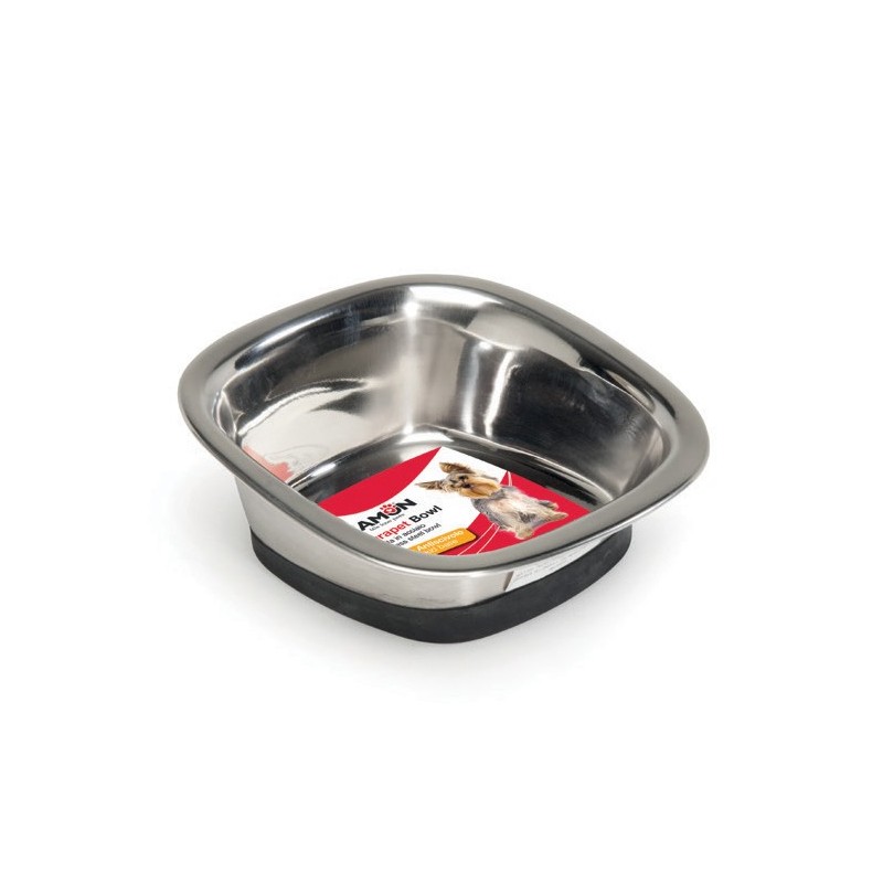 Gamelle pour chien et chat en inox carrée et inclinée