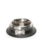 Gamelle pour chien et chat en inox et cuir ALLURE