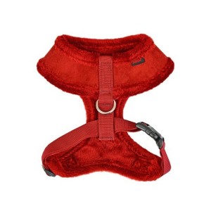 Harnais PUPPIA en suédine rouge avec fourrure TERRY