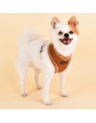 Harnais PUPPIA en suédine beige avec fourrure TERRY