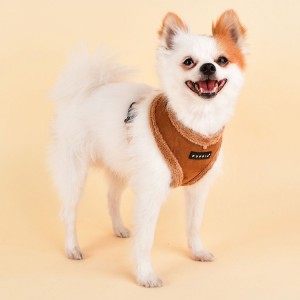 Harnais PUPPIA en suédine beige avec fourrure TERRY