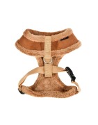 Harnais PUPPIA en suédine beige avec fourrure TERRY