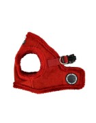 Harnais veste PUPPIA en suédine rouge avec fourrure TERRY