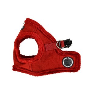 Harnais veste PUPPIA en suédine rouge avec fourrure TERRY