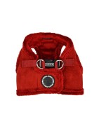 Harnais veste PUPPIA en suédine rouge avec fourrure TERRY