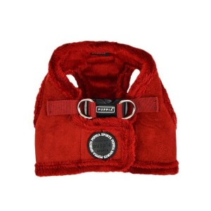 Harnais veste PUPPIA en suédine rouge avec fourrure TERRY