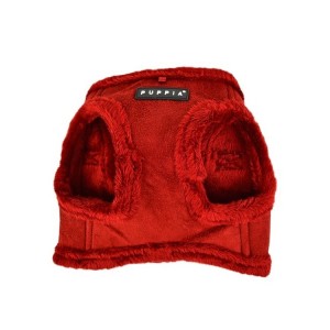 Harnais veste PUPPIA en suédine rouge avec fourrure TERRY