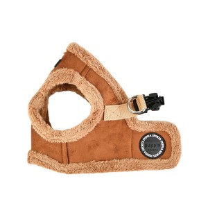 Harnais veste PUPPIA en suédine beige avec fourrure TERRY