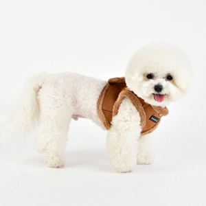 Harnais veste PUPPIA en suédine beige avec fourrure TERRY