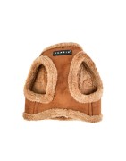 Harnais veste PUPPIA en suédine beige avec fourrure TERRY