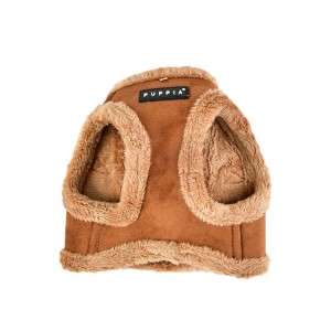 Harnais veste PUPPIA en suédine beige avec fourrure TERRY