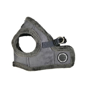 Harnais veste PUPPIA en suédine gris avec fourrure TERRY