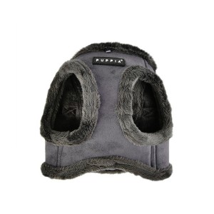 Harnais veste PUPPIA en suédine gris avec fourrure TERRY