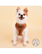 Harnais PUPPIA en suédine beige avec fourrure TERRY