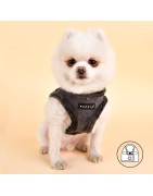 Harnais veste PUPPIA en suédine gris avec fourrure TERRY