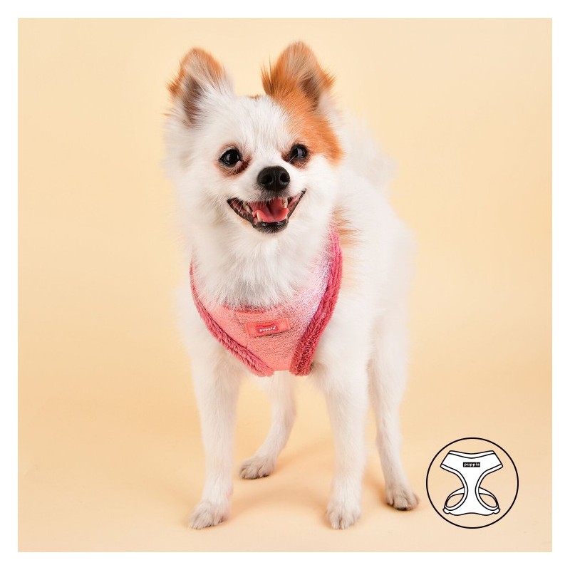 Harnais PUPPIA rose brillant avec fourrure EVON