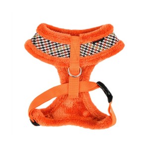 Harnais PUPPIA AUDEN motif pied de poule avec fourrure orange