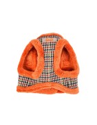 Harnais veste PUPPIA AUDEN motif pied de poule avec fourrure orange