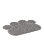 Tapis de bac à litière chat en forme de patte gris