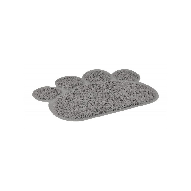 Tapis de bac à litière chat en forme de patte gris
