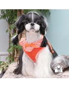 Harnais veste PUPPIA VIVIEN orange avec volant vichy
