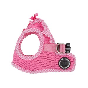 Harnais veste PUPPIA VIVIEN rose avec volant vichy