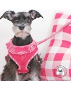 Harnais veste PUPPIA VIVIEN rose avec volant vichy