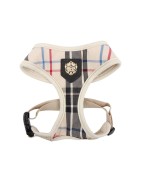 Harnais PUPPIA JUNIOR à carreaux beige style anglais