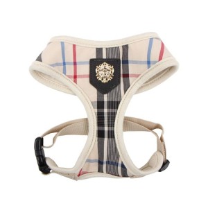 Harnais PUPPIA JUNIOR à carreaux beige style anglais